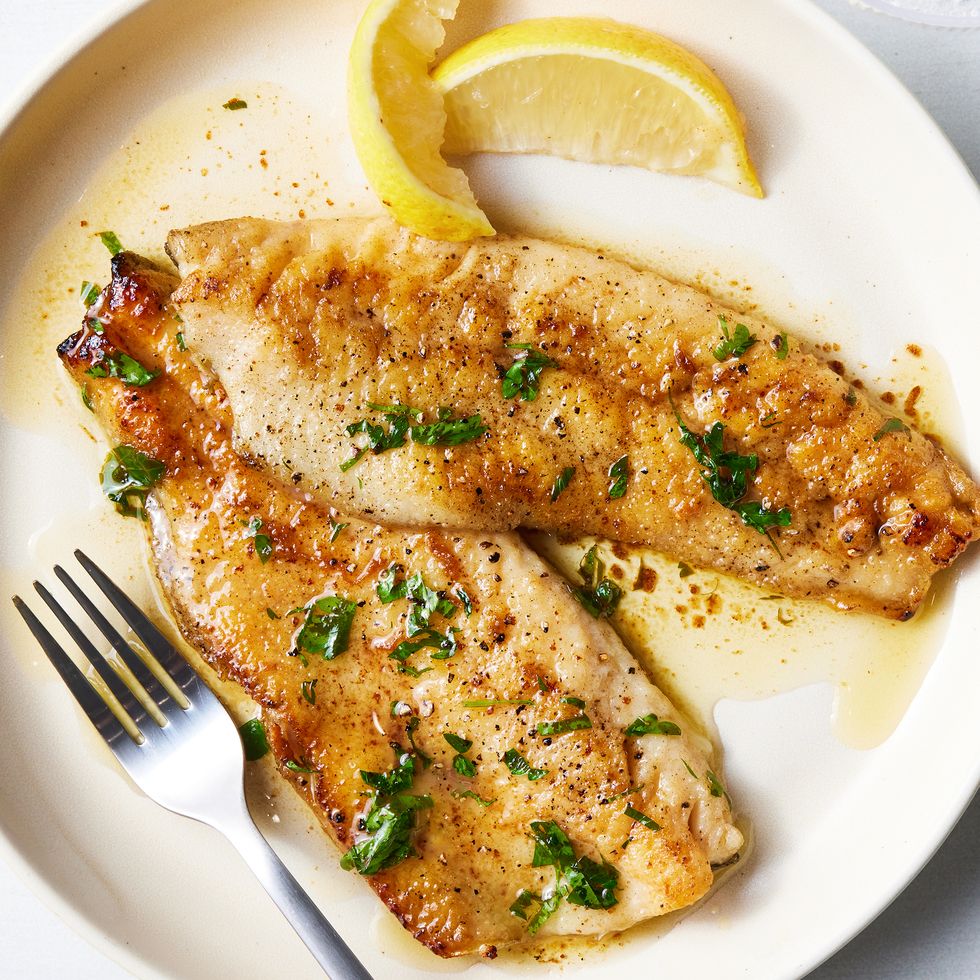 lightly floured and pan seared trout in a brown butter lemon sauce