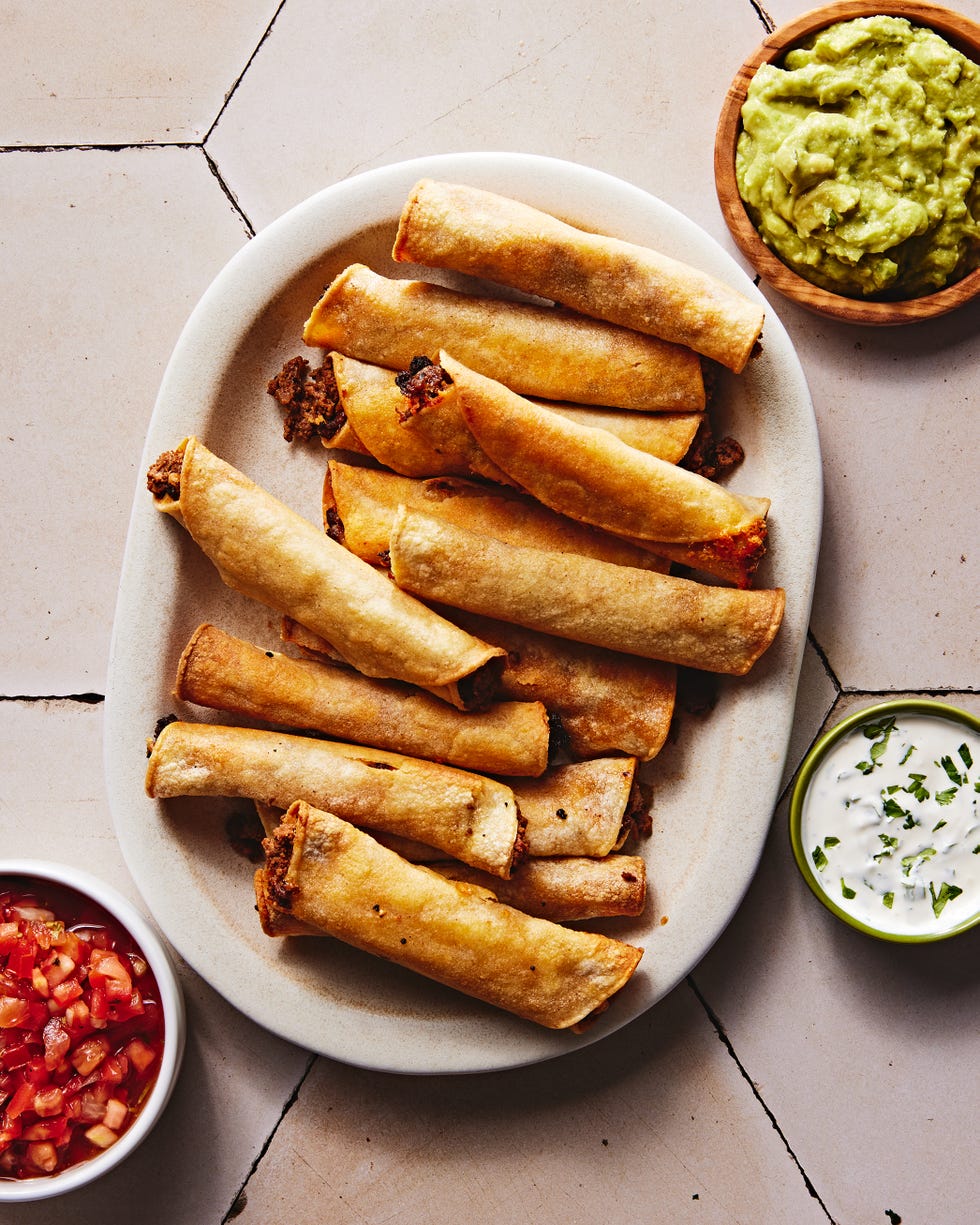 pickled jalapenos spiked ground beef and a blend of cheddar and pepper jack cheese rolled in a corn tortilla and baked or fried until crispy