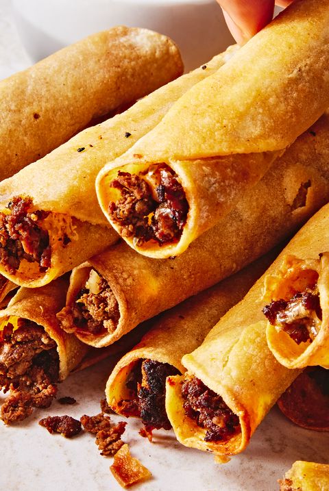 pickled jalapeno spiked ground beef and a blend of cheddar and pepper jack cheese rolled in a corn tortilla and baked or fried until crispy