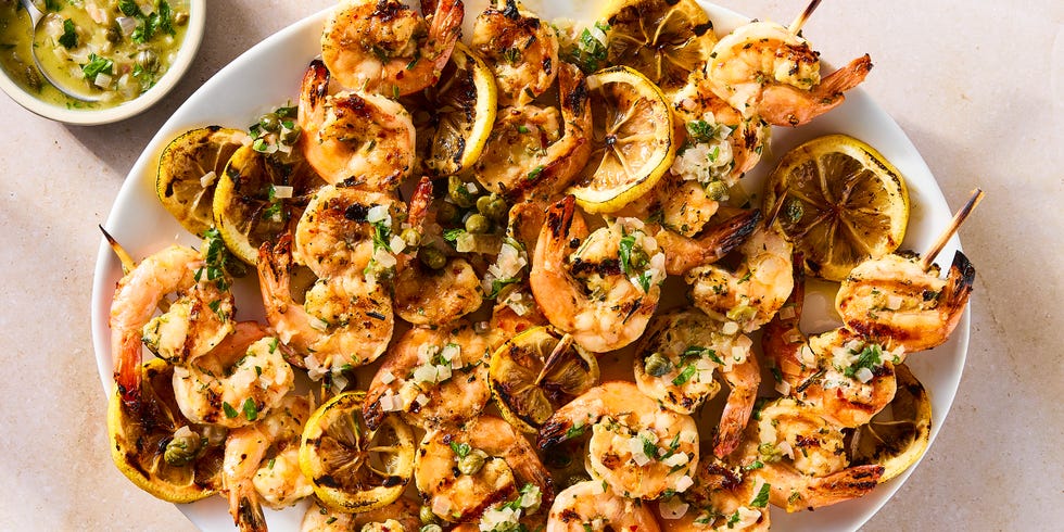 juicy, charred shrimp, bright lemon zest, briny capers, and white wine butter sauce