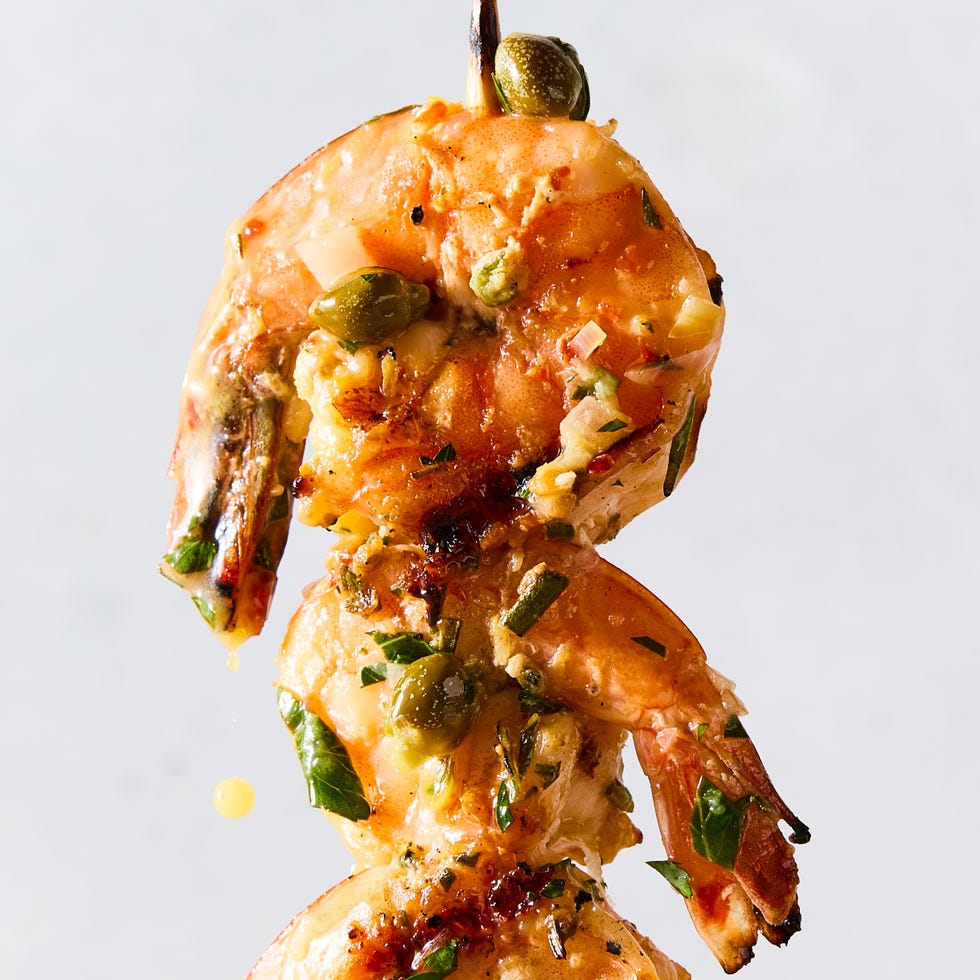 juicy, charred shrimp, bright lemon zest, briny capers, and white wine butter sauce