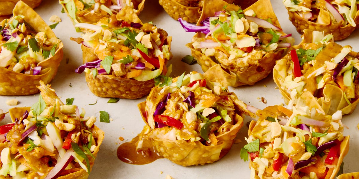 Best Peanut Chicken Wonton Cups Recipe - How To Make Chicken Wonton Cups