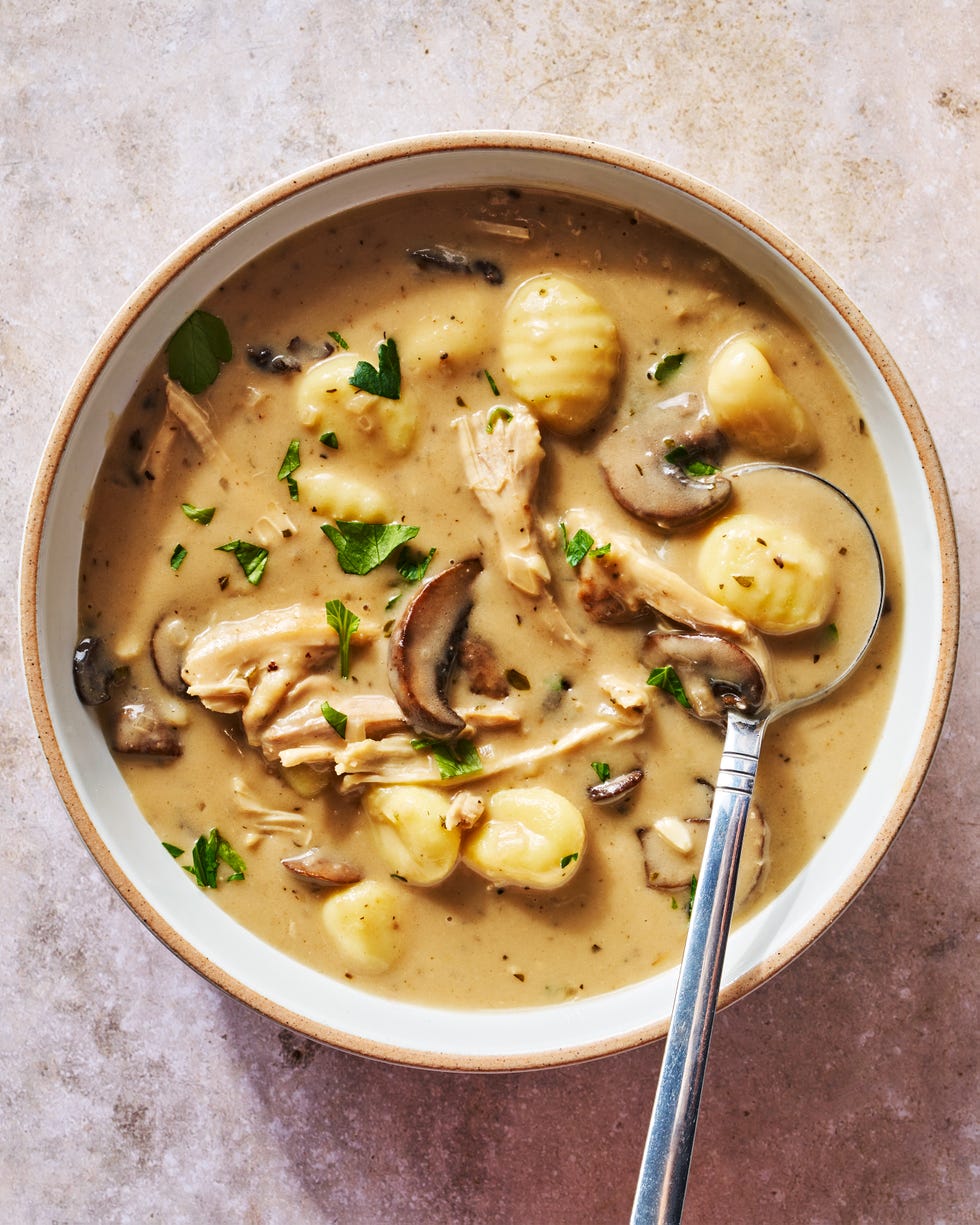 creamy, marsala spiked soup packed with pan fried chicken, sauteed mushrooms, and pillowy gnocchi