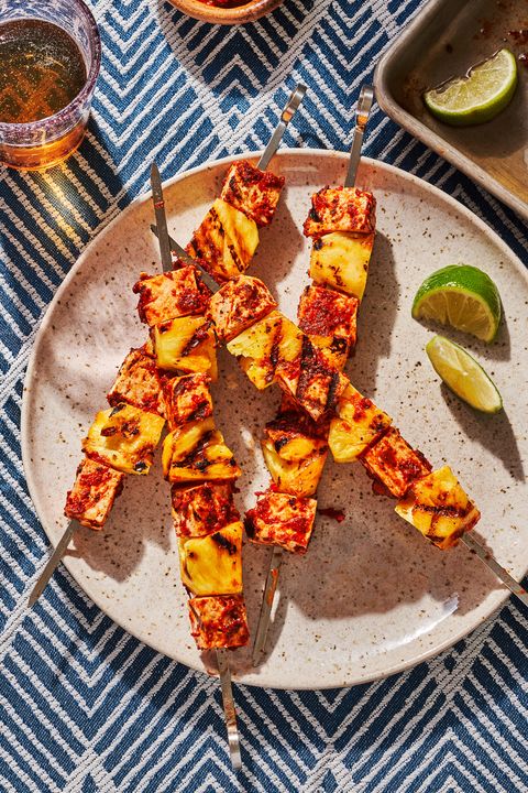 chipotle tofu and pineapple skewers