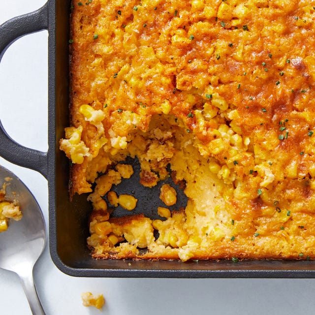 classic midwestern casserole made with jiffy muffin mix, creamed corn, and fresh corn then baked and topped with paprika and chives