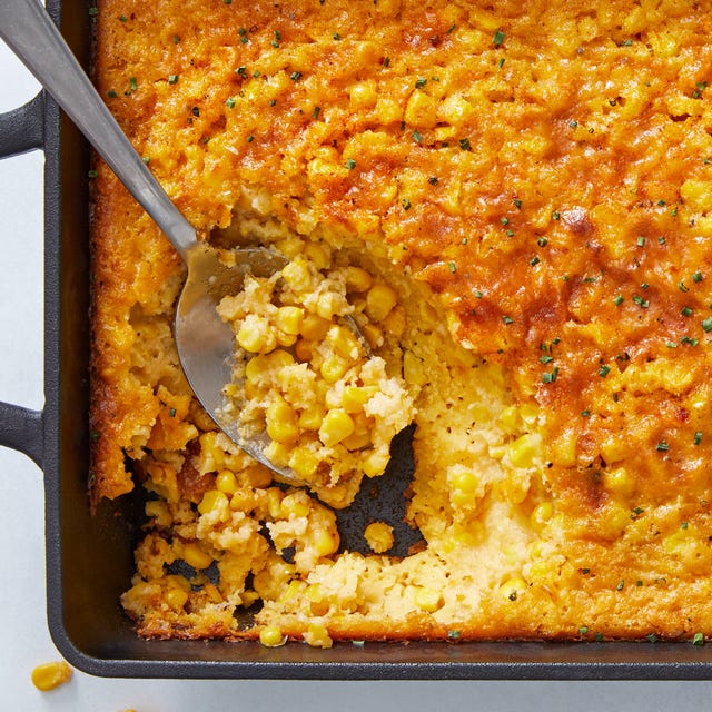 classic midwestern casserole made with jiffy muffin mix, creamed corn, and fresh corn then baked and topped with paprika and chives