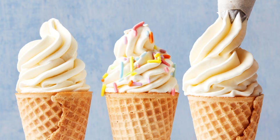 three cones of homemade soft serve ice cream