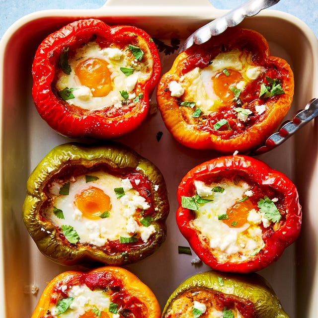 Shakshuka stuffed peppers in a baking dish shakshuka stuffed peppers in a baking dish