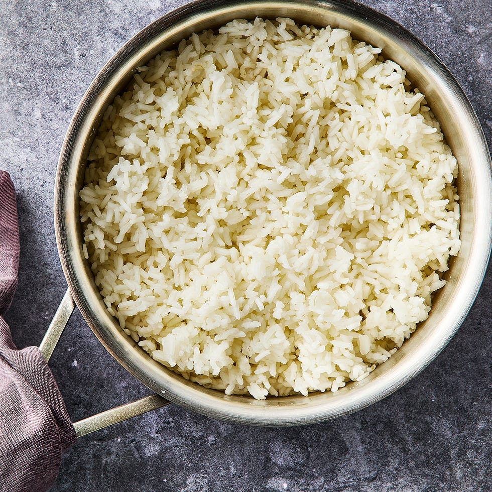 a pot of white rice
