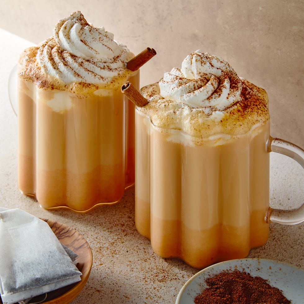 freshly steeped chai spiked with a shot of whiskey and blended with milk, pumpkin puree, and cinnamon then topped with whipped cream