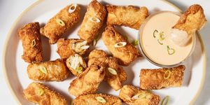 jumbo lump crab, tossed with mayo, chili garlic sauce, and old bay seasoning, folded in a wonton wrapper, then deep fried until deep golden brown and crisp