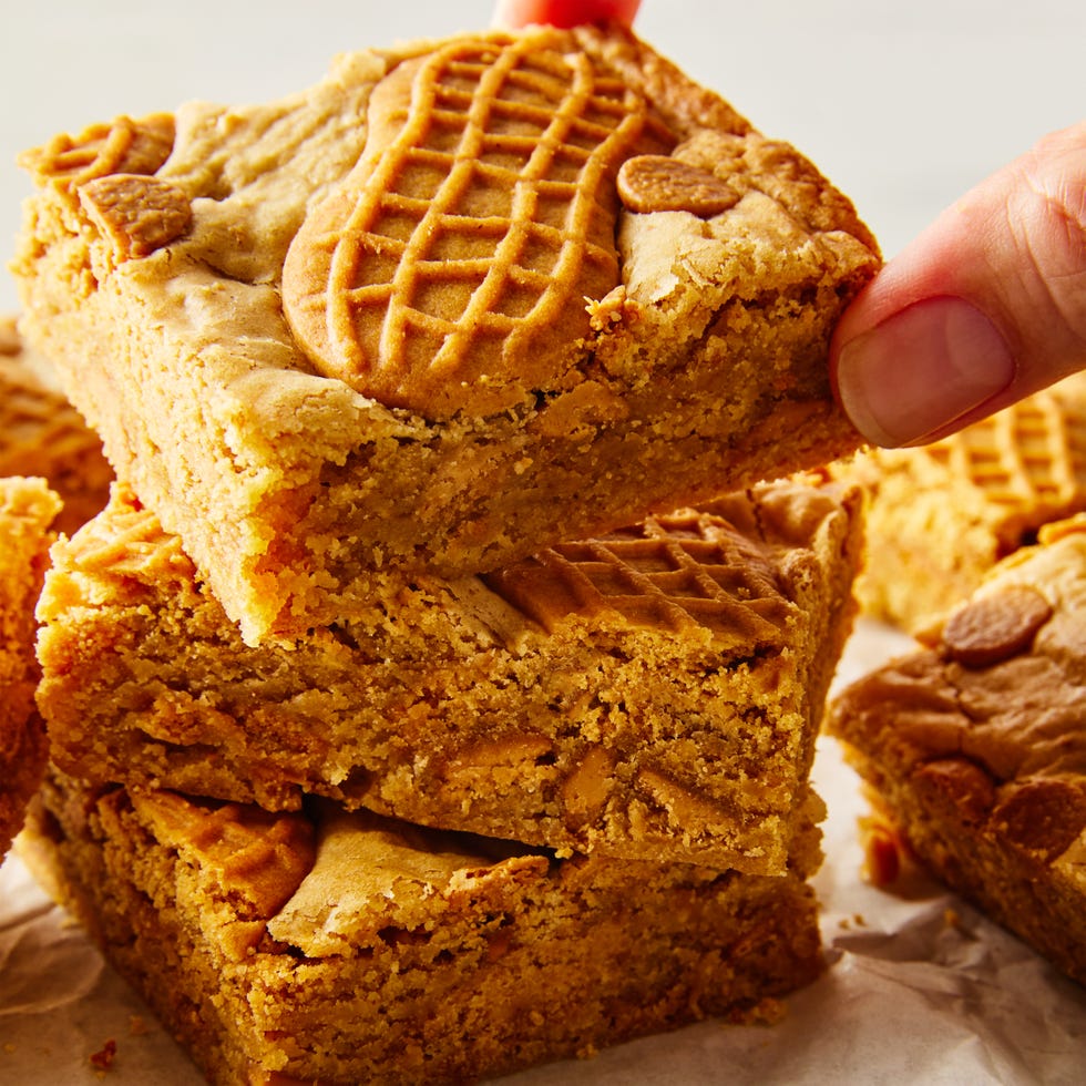 nutter butter cookie bars in a stack