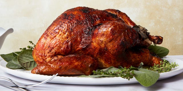 dry brined, herb stuffed, oven roasted turkey