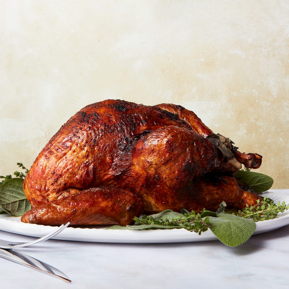 dry brined, herb stuffed, oven roasted turkey