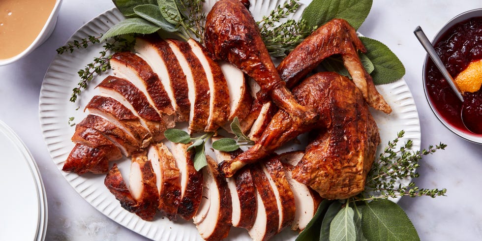 dry brined, herb stuffed, oven roasted turkey