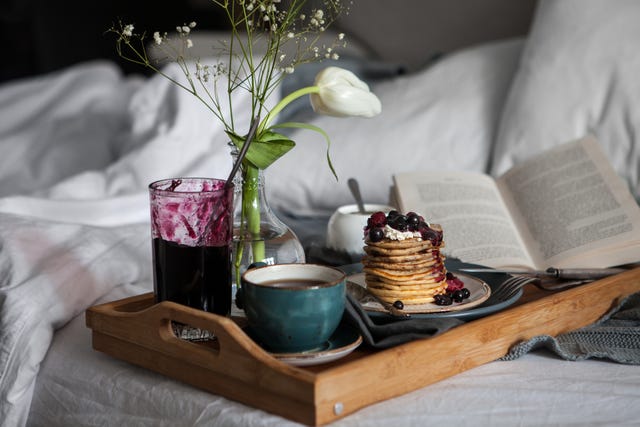 Delicious breakfast in bed