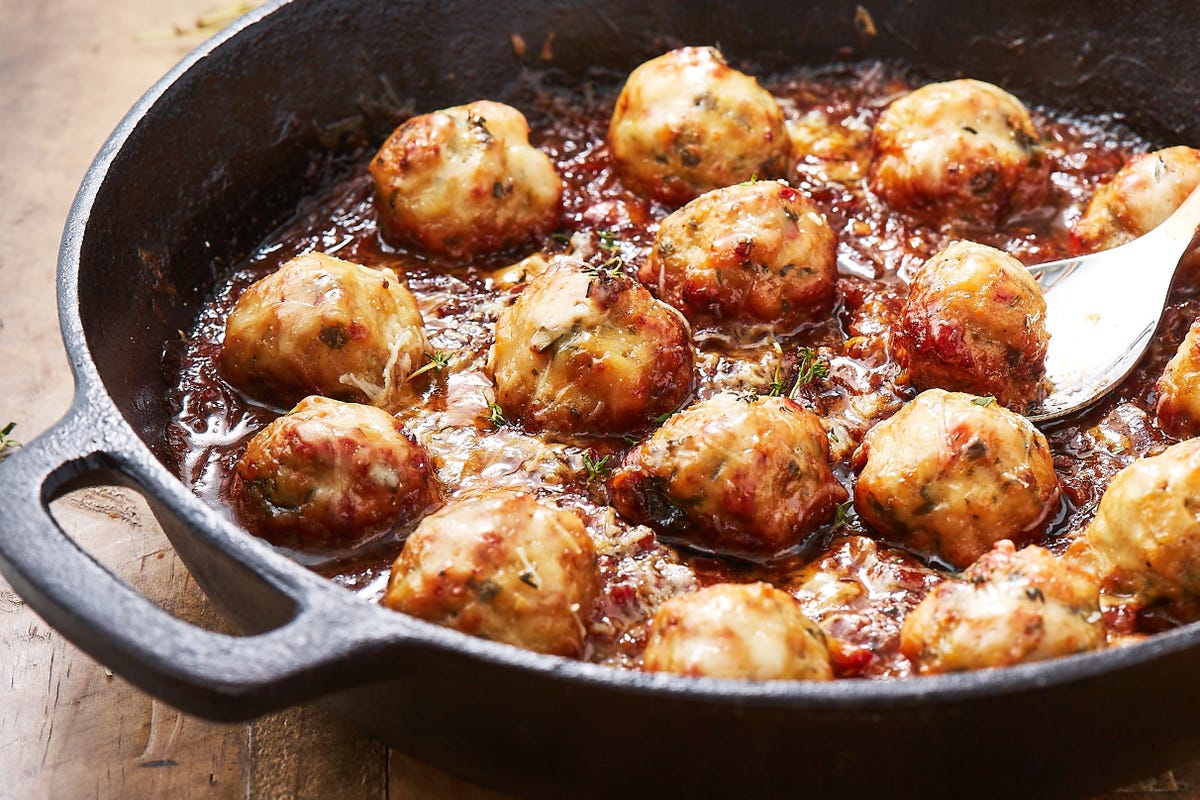 preview for These Chicken Meatballs Just Got The French Onion Treatment