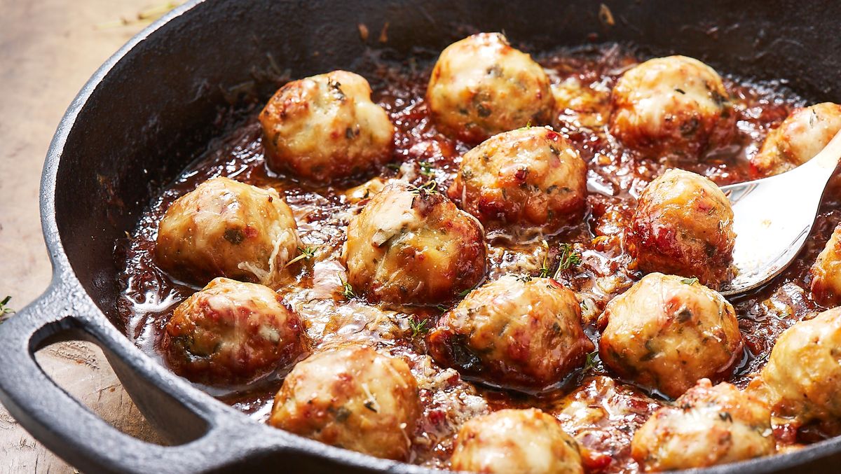 preview for These Chicken Meatballs Just Got The French Onion Treatment