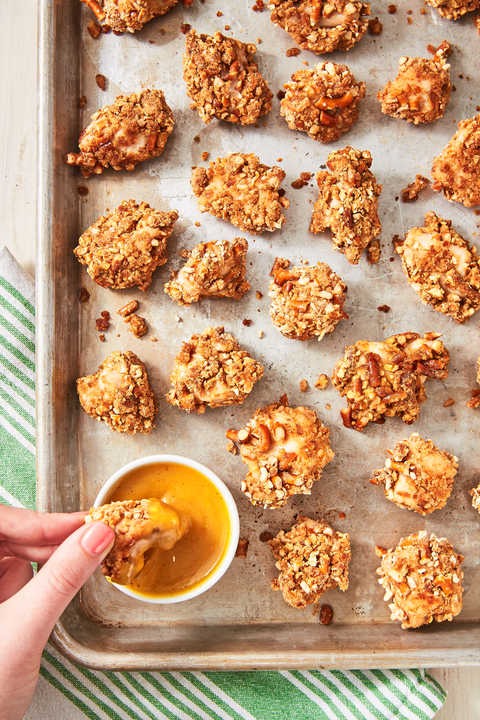 sheet pan honey mustard pretzel chicken