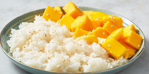 mango sticky rice with sesame