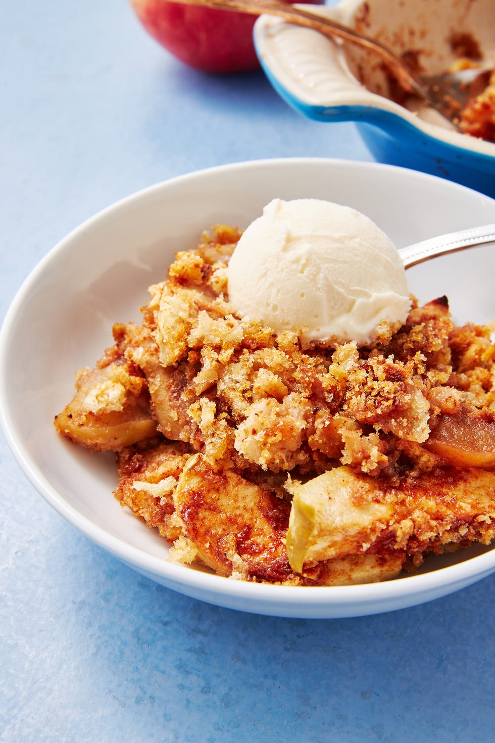 apple brown betty with ice cream
