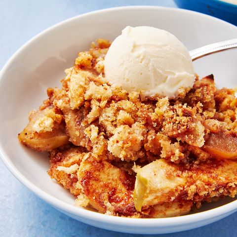 apple brown betty with ice cream