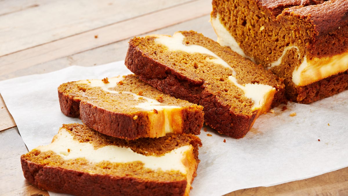 Video player poster image preview for It's All About the Swirl in this Cheesecake-Stuffed Pumpkin Bread
