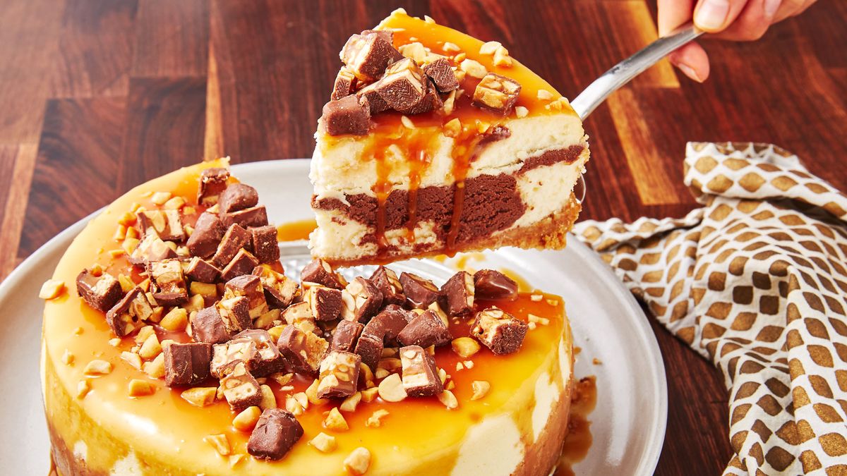 preview for If You Love Snickers You NEED This Cheesecake In Your Life