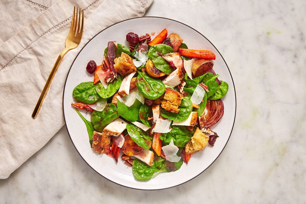 turkey salad on a white plate