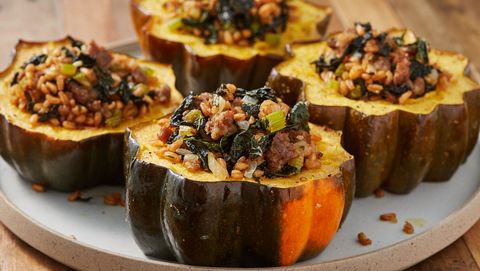 preview for Kale and Sausage Are The Stars Of This Stuffed Acorn Squash
