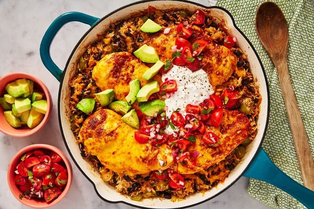 Delish-Tyson-Individually-Frozen-Chicken-Burrito-Bowl-Skillet_Landscape Delish.com