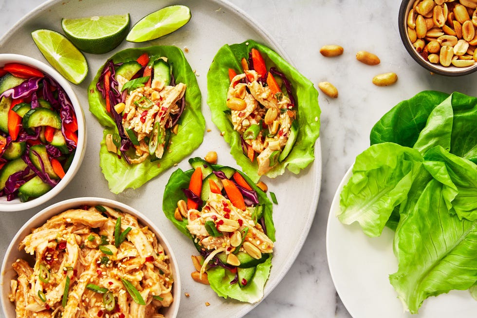 peanut sesame chicken lettuce cups