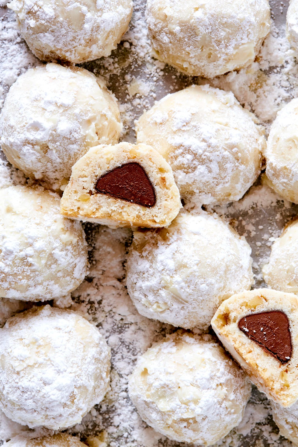 chocolate kisses snowball cookies