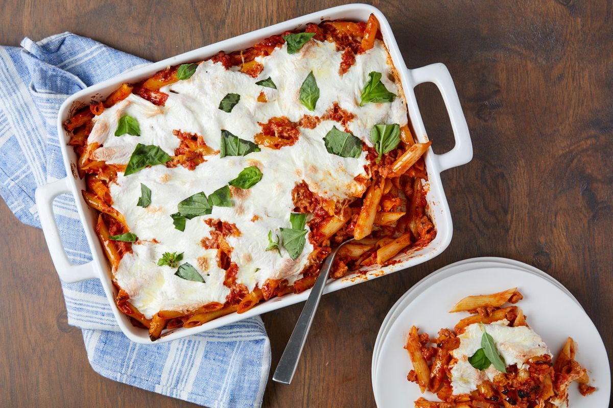 baked penne alla vodka with turkey