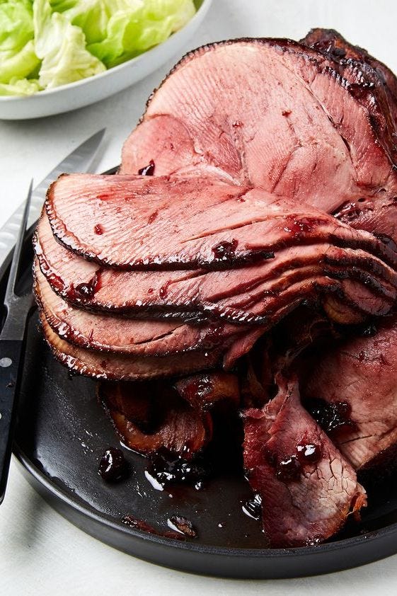 cherry bourbon glazed baked ham