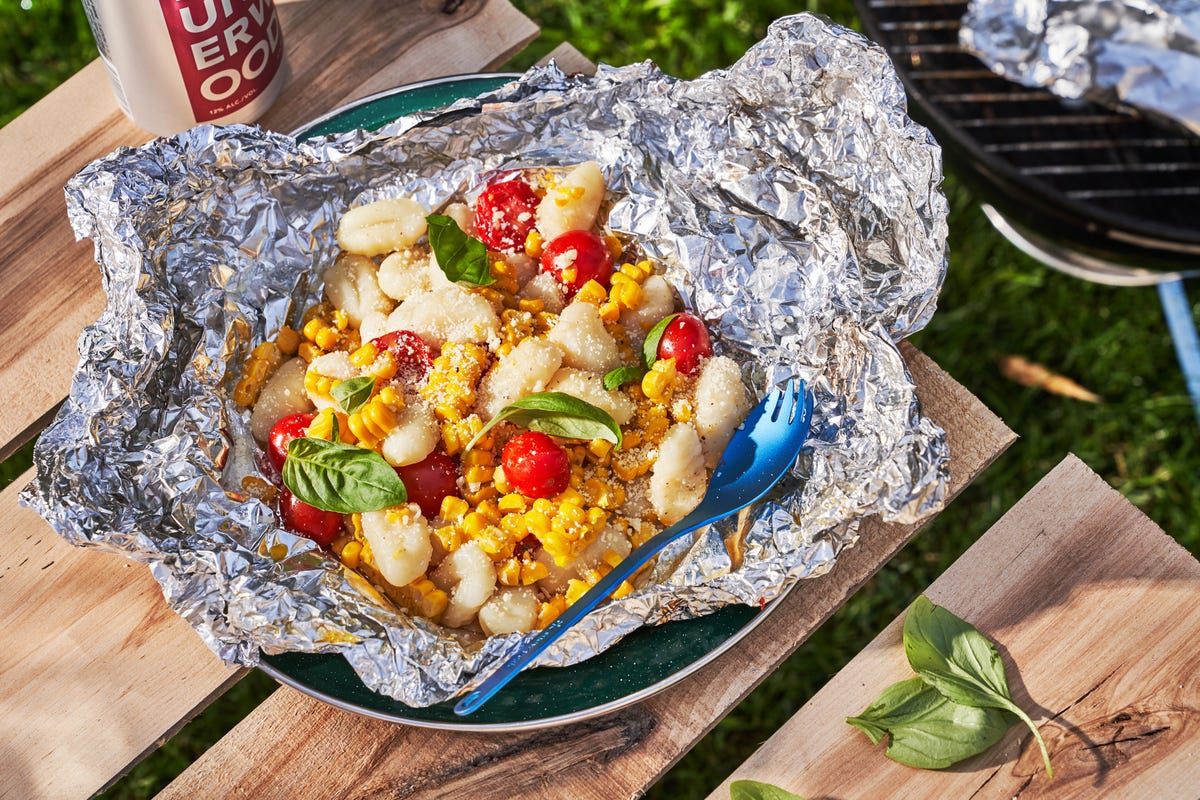 preview for Bring Some Class To Campfire Cooking With Corn and Tomato Gnocchi Foil Packs