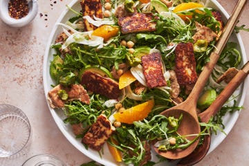 fried halloumi salad