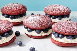 red velvet whoopie pie with blueberries