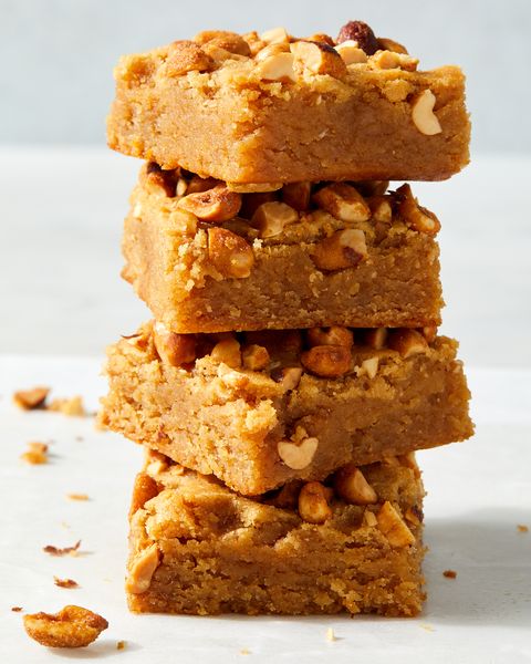 stack of honey and peanut butter blondies
