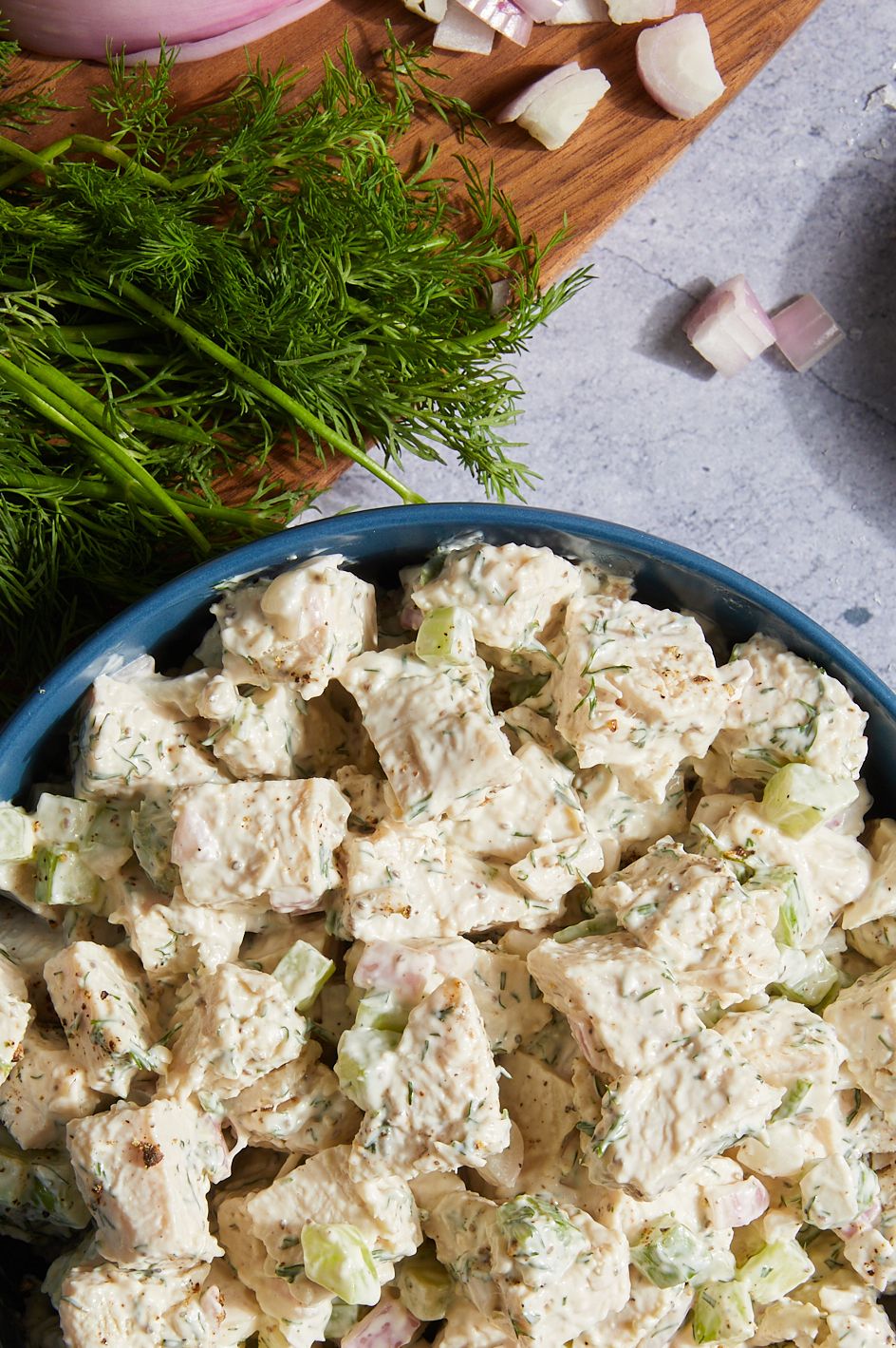 turkey salad with dill, celery, and shallots