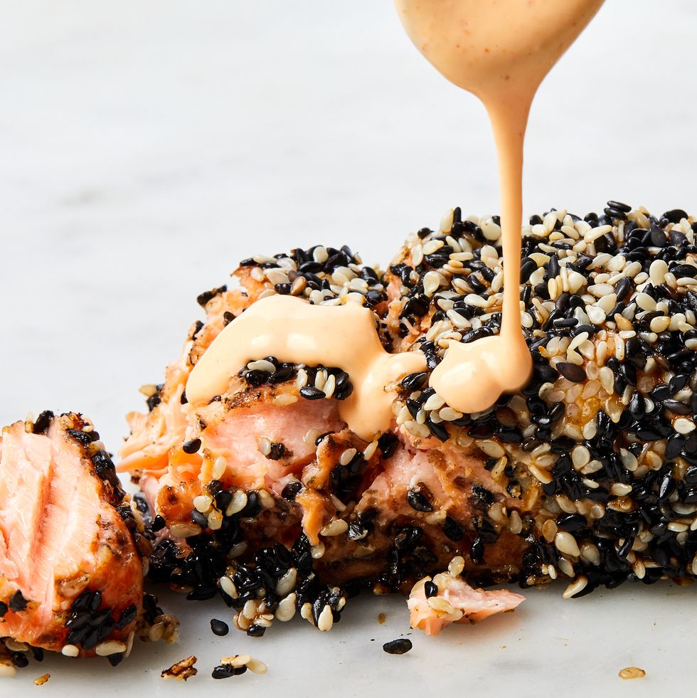 spicy sesame salmon with spicy salmon
