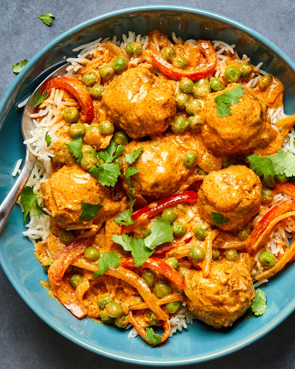 thai style red curry meatballs