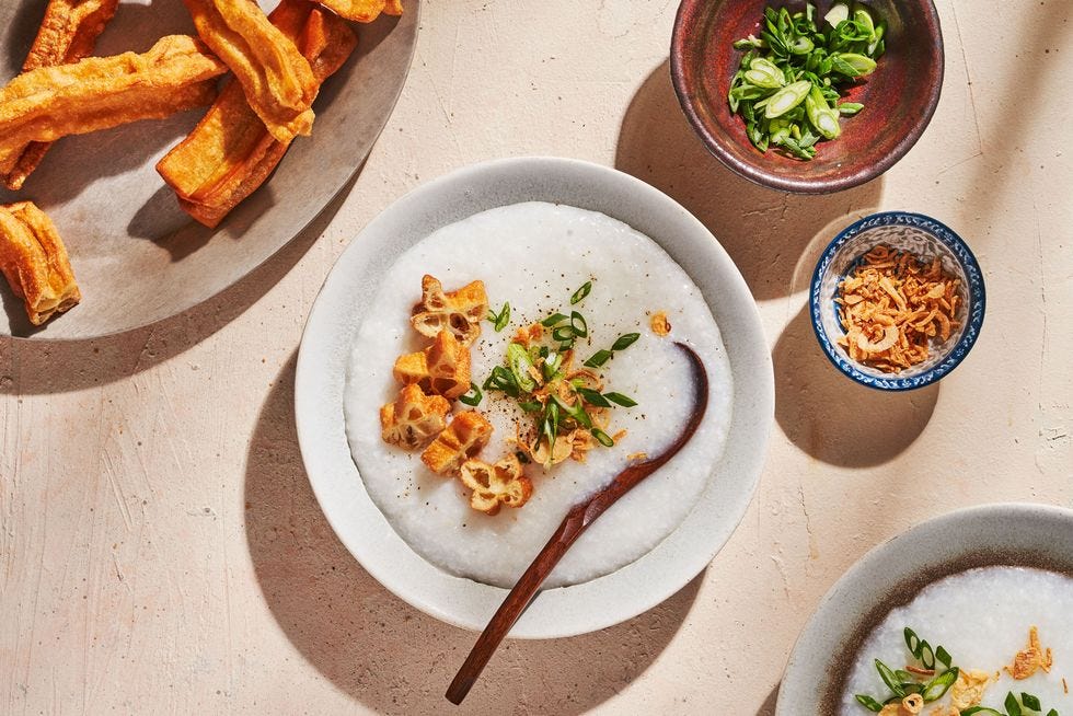 congee with youtiao chinese donuts