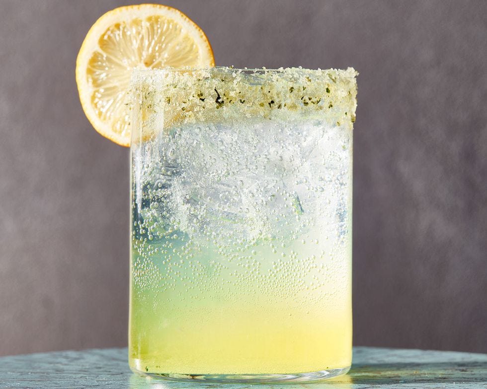 spiked sparkling basil lemonade