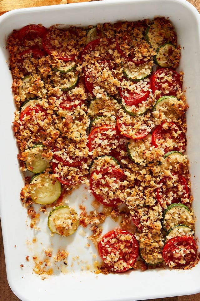 zucchini casserole with garlicky breadcrumbs