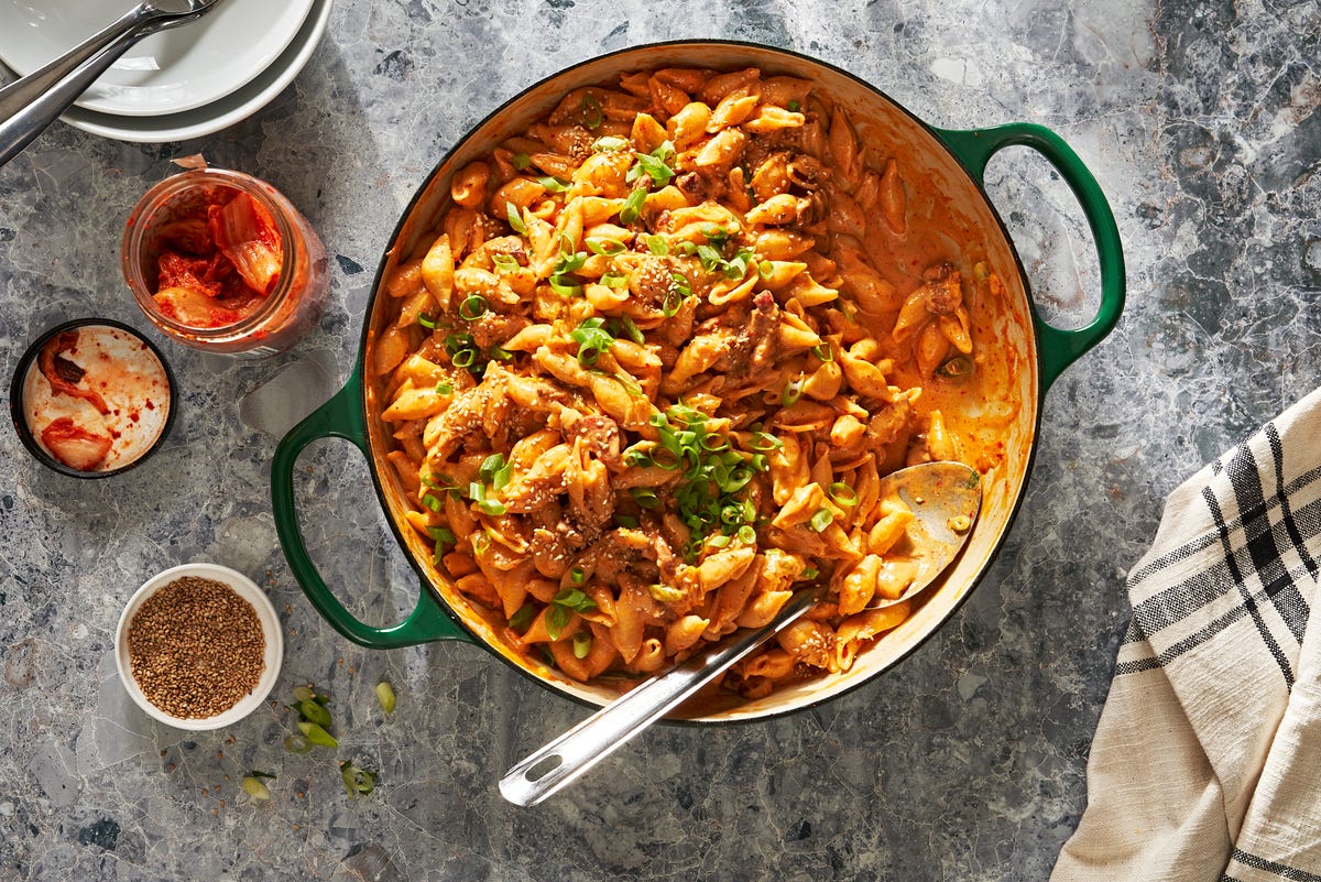 One-Pot Creamy Kimchi Pasta Recipe - How To Make Creamy Kimchi Shells