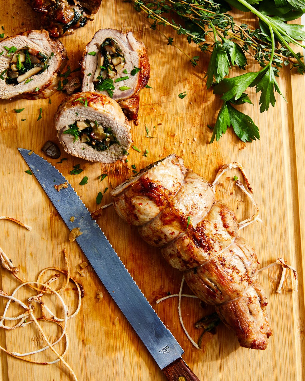 mushroom spinach and gruyere stuffed pork tenderloin