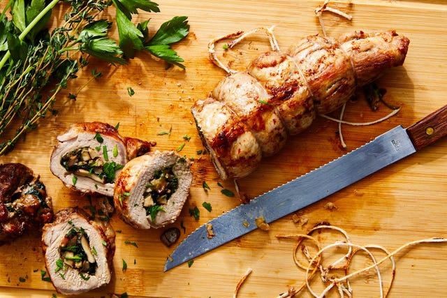 mushroom spinach and gruyere stuffed pork tenderloin