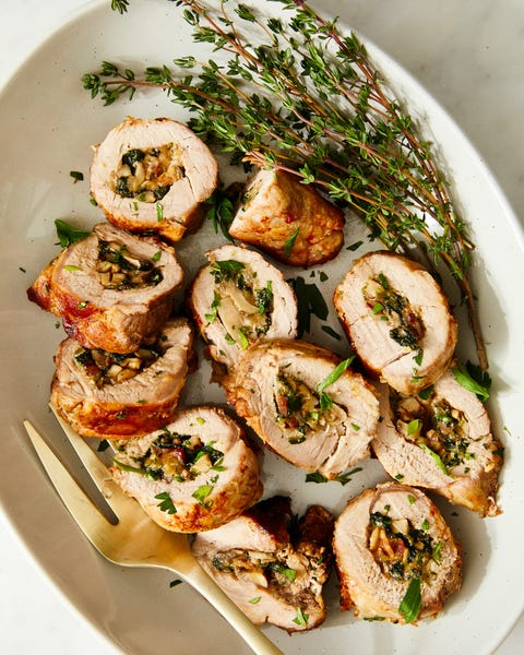 mushroom spinach and gruyere stuffed pork tenderloin