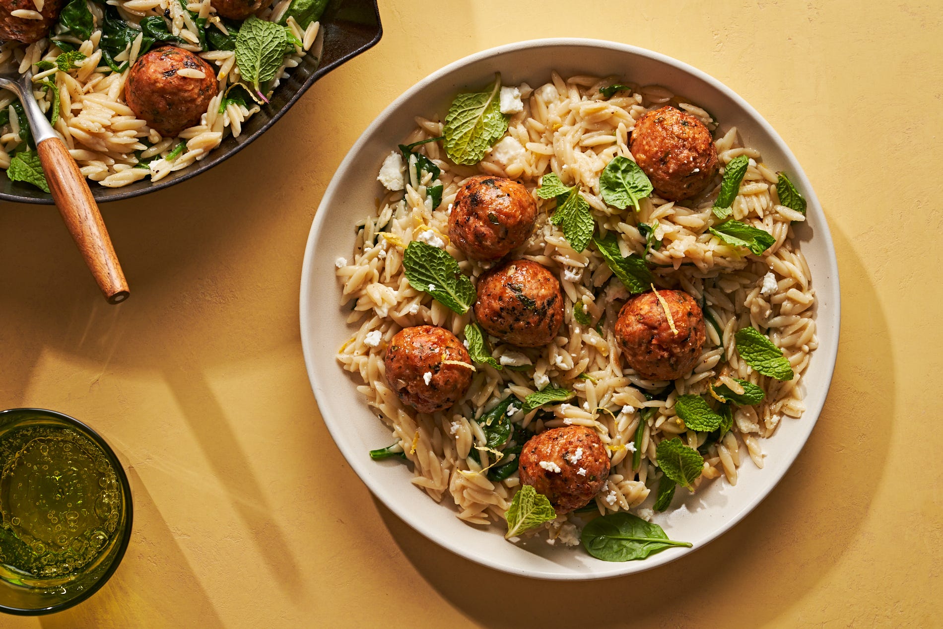 These Baked Minty Meatballs With Lemony Orzo Are A Fresh Take On Weeknight Dinner